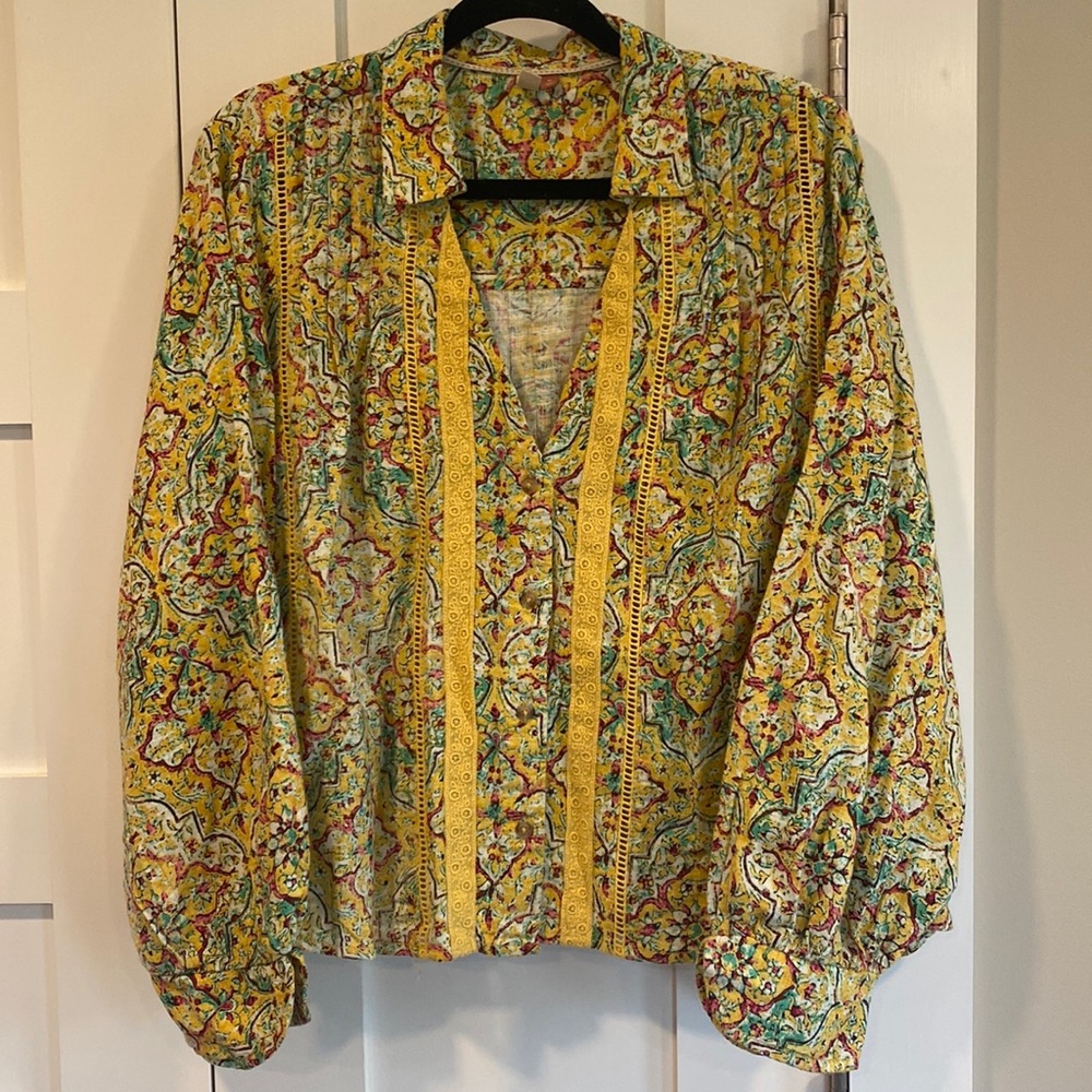 Anthropologie Pilcro Pintuck Peasant Blouse